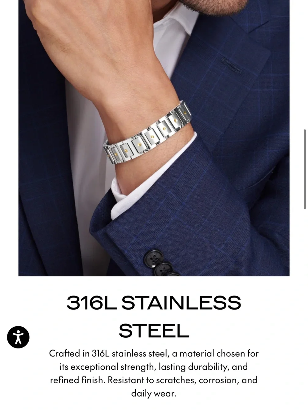 Silver Movado Men’s Bracelet with gold accents